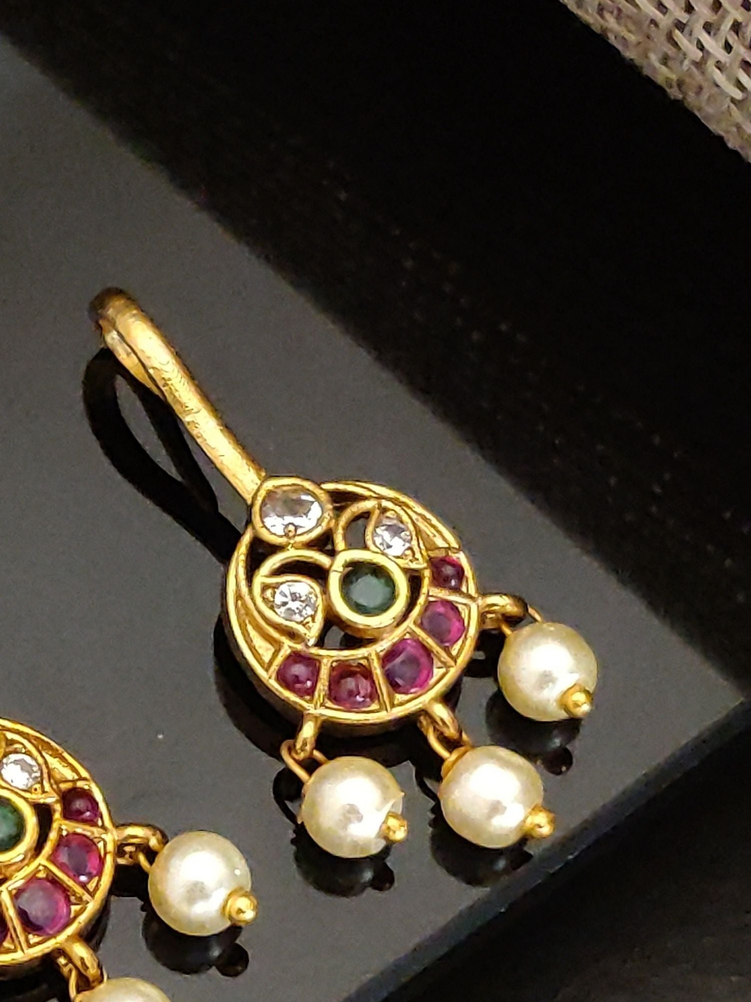 Abdesigns Gold Plated Kempstone Studed Bugadi Earring