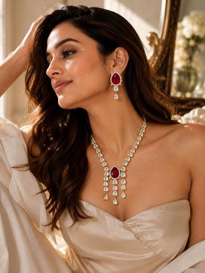 Ruby Kundan Necklace Set in Gold Plating – Bridal | Abdesigns