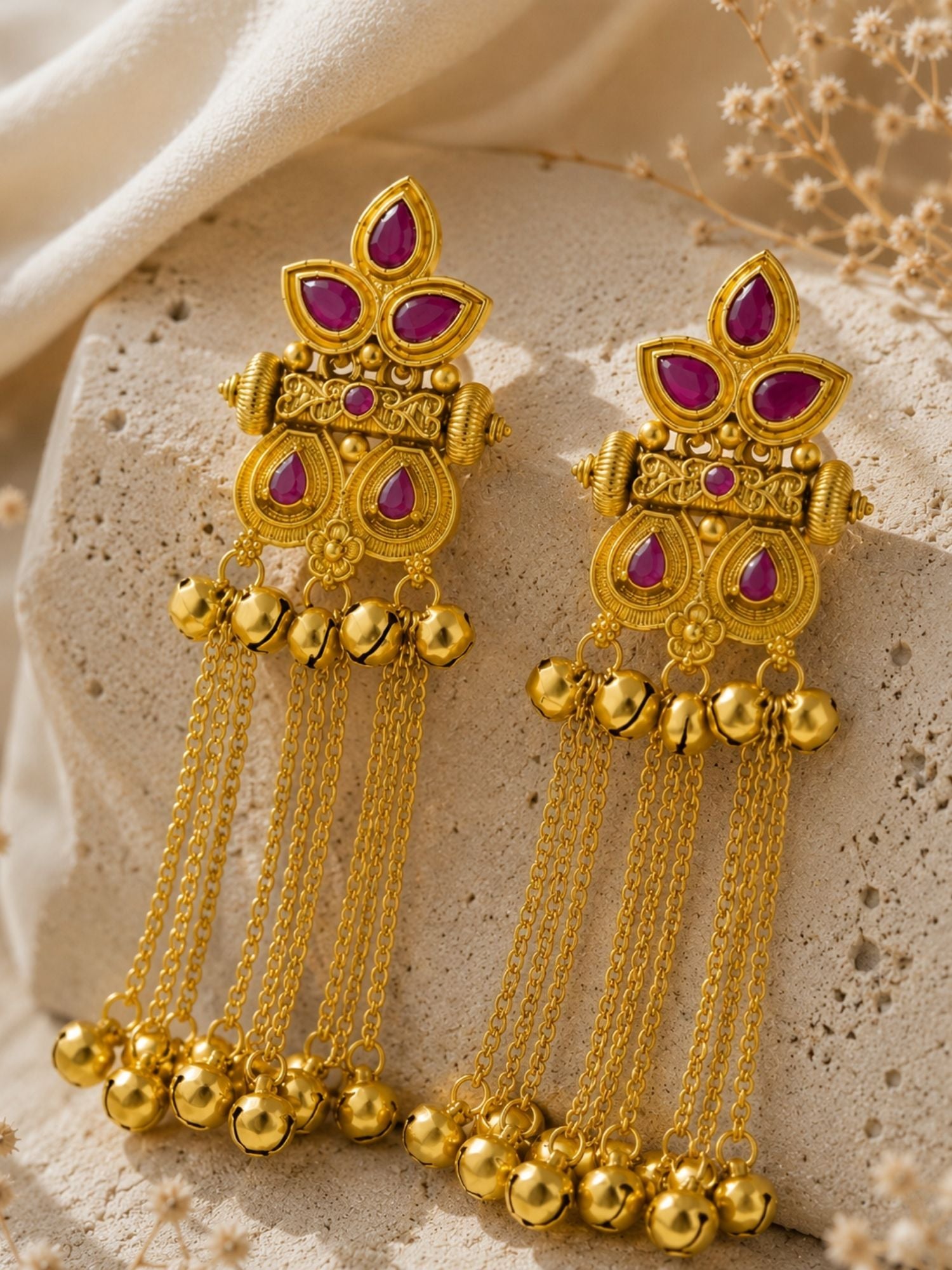 Ghungroo Tassel Earrings in Gold Plating – Festive | Abdesigns
