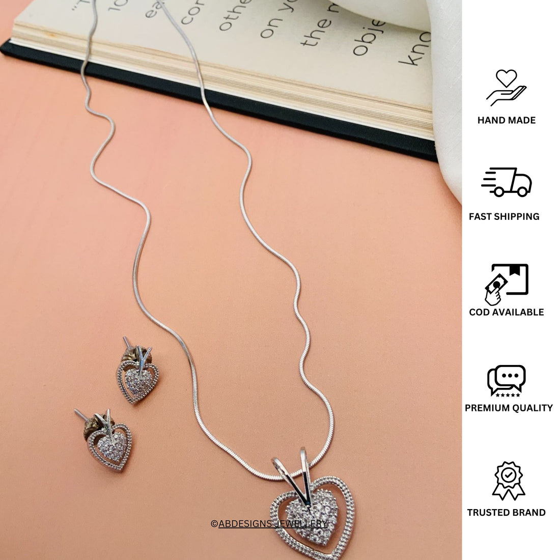 Heart Shape Silver Plated Pendant Chain