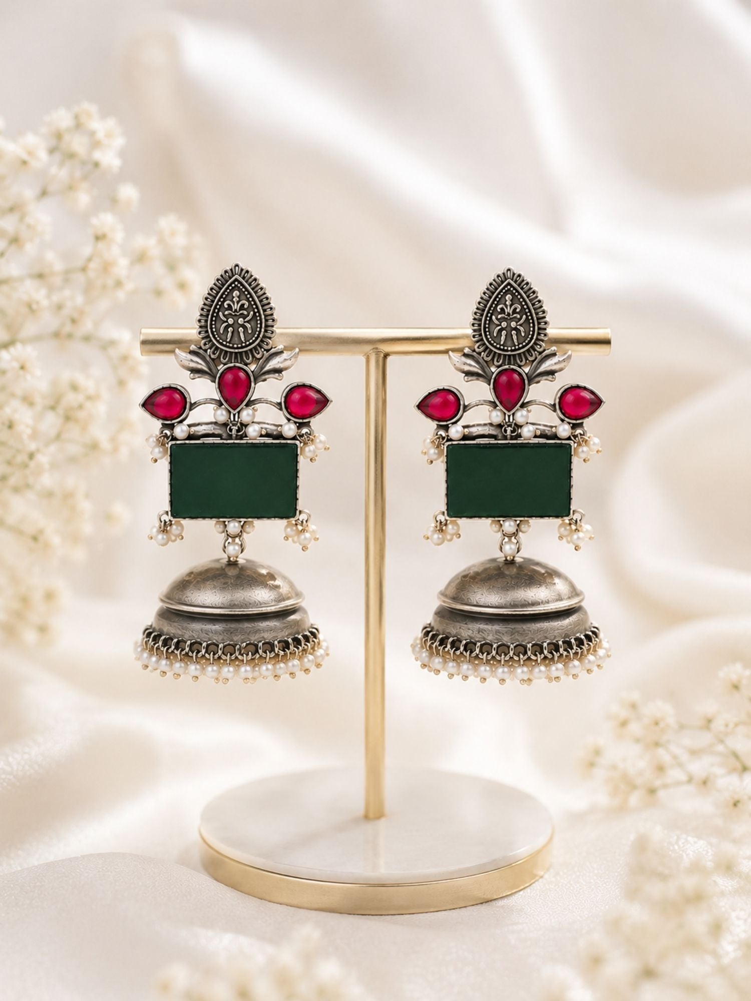 Oxidised Jhumka Earrings in German Silver – Festive | Abdesigns