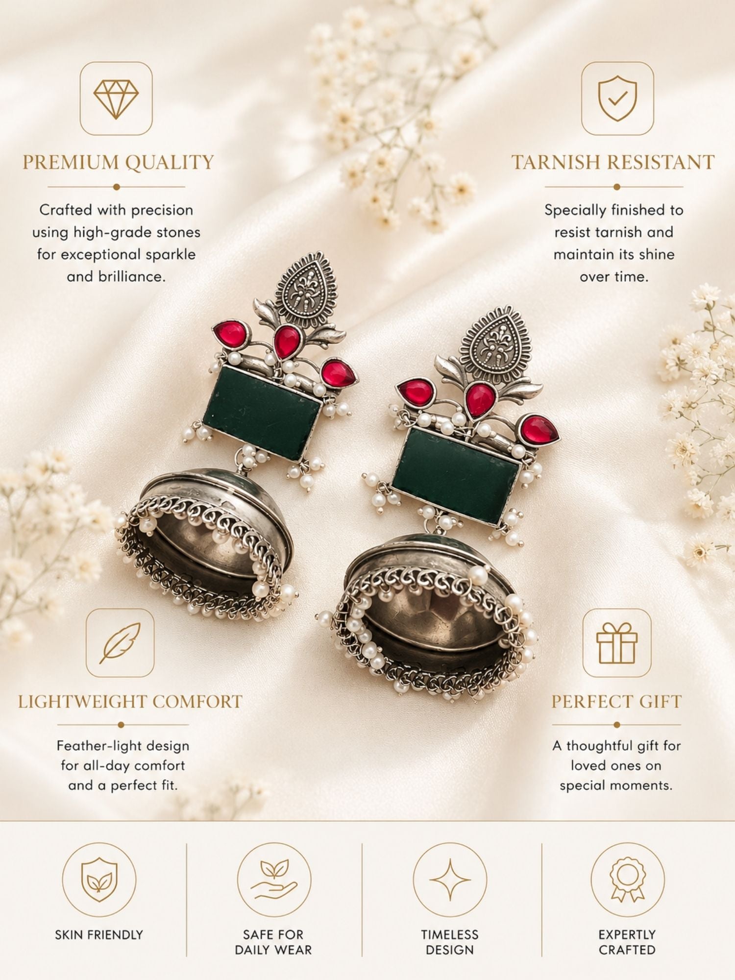 Oxidised Jhumka Earrings in German Silver – Festive | Abdesigns