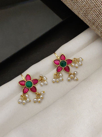 Abdesigns Gold Plated Kempstone Studed Bugadi Earring