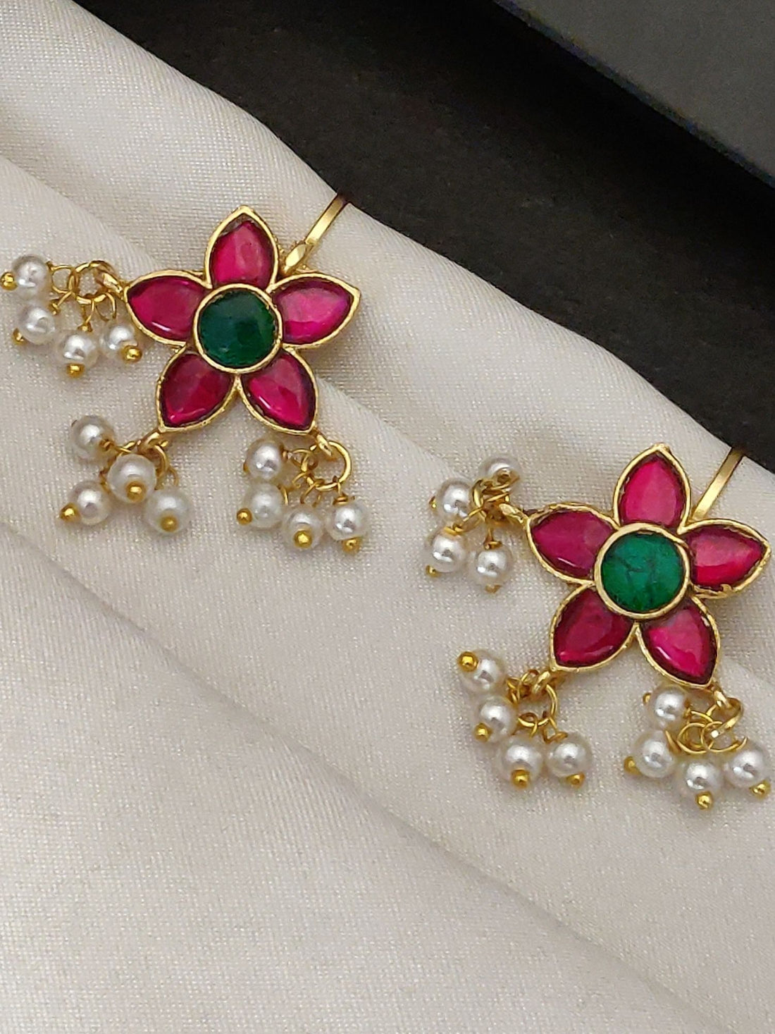 Abdesigns Gold Plated Kempstone Studed Bugadi Earring