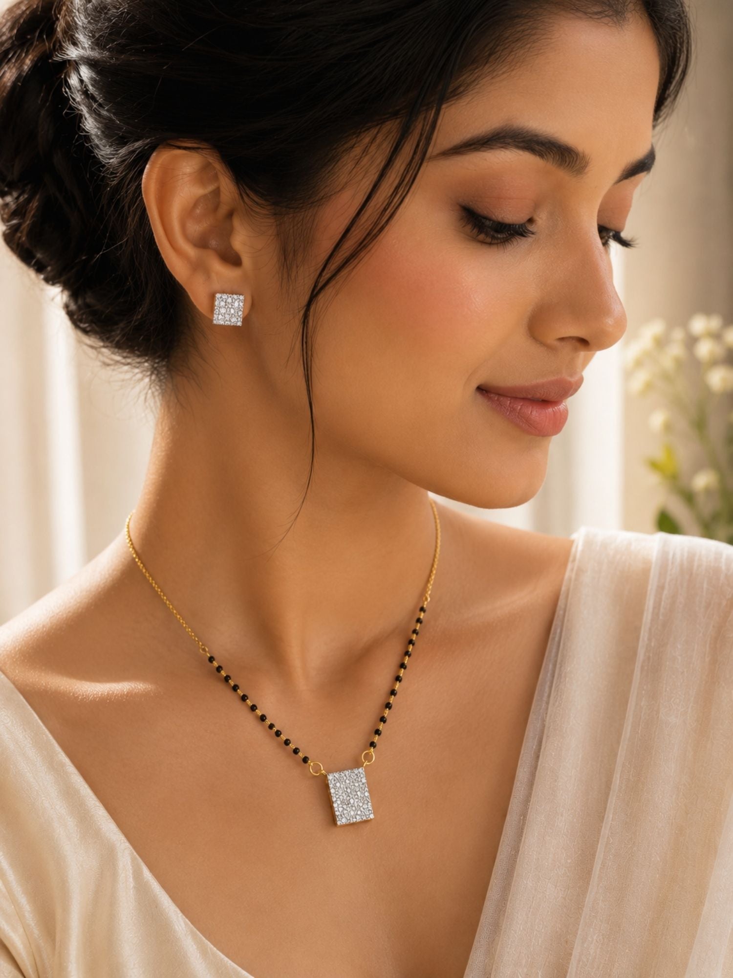 Square Mangalsutra Set in Gold Plating – Party Wear | Abdesigns