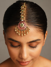Thumbnail for Traditional Matt Gold Plated Temple Maangtikka
