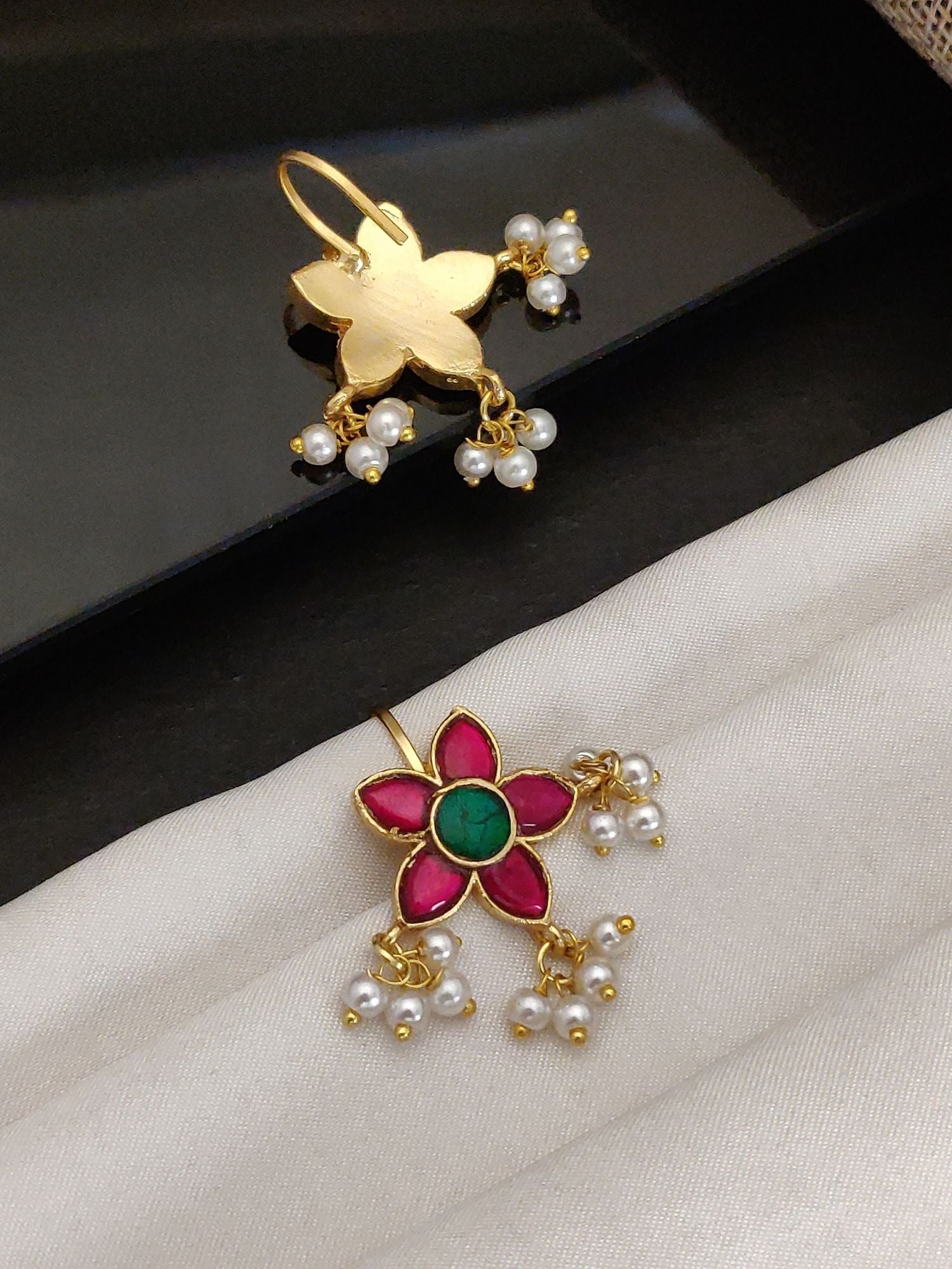 Abdesigns Gold Plated Kempstone Studed Bugadi Earring