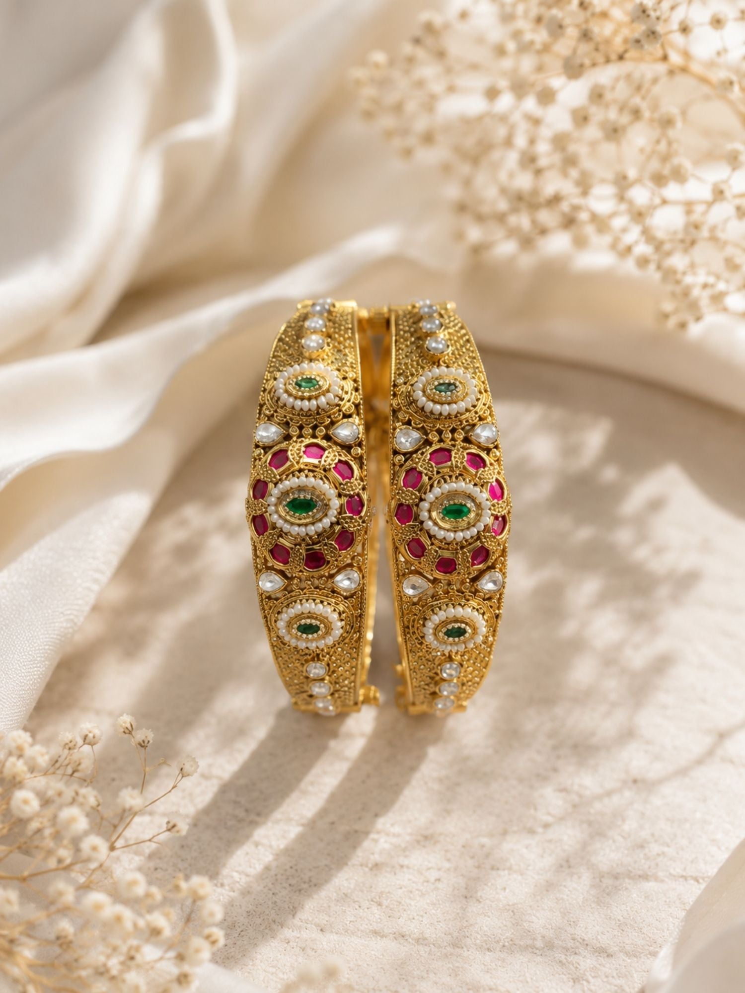 Gold Antique Kundan Kada Bangle Jhumka Bridal | Abdesigns Jewellery