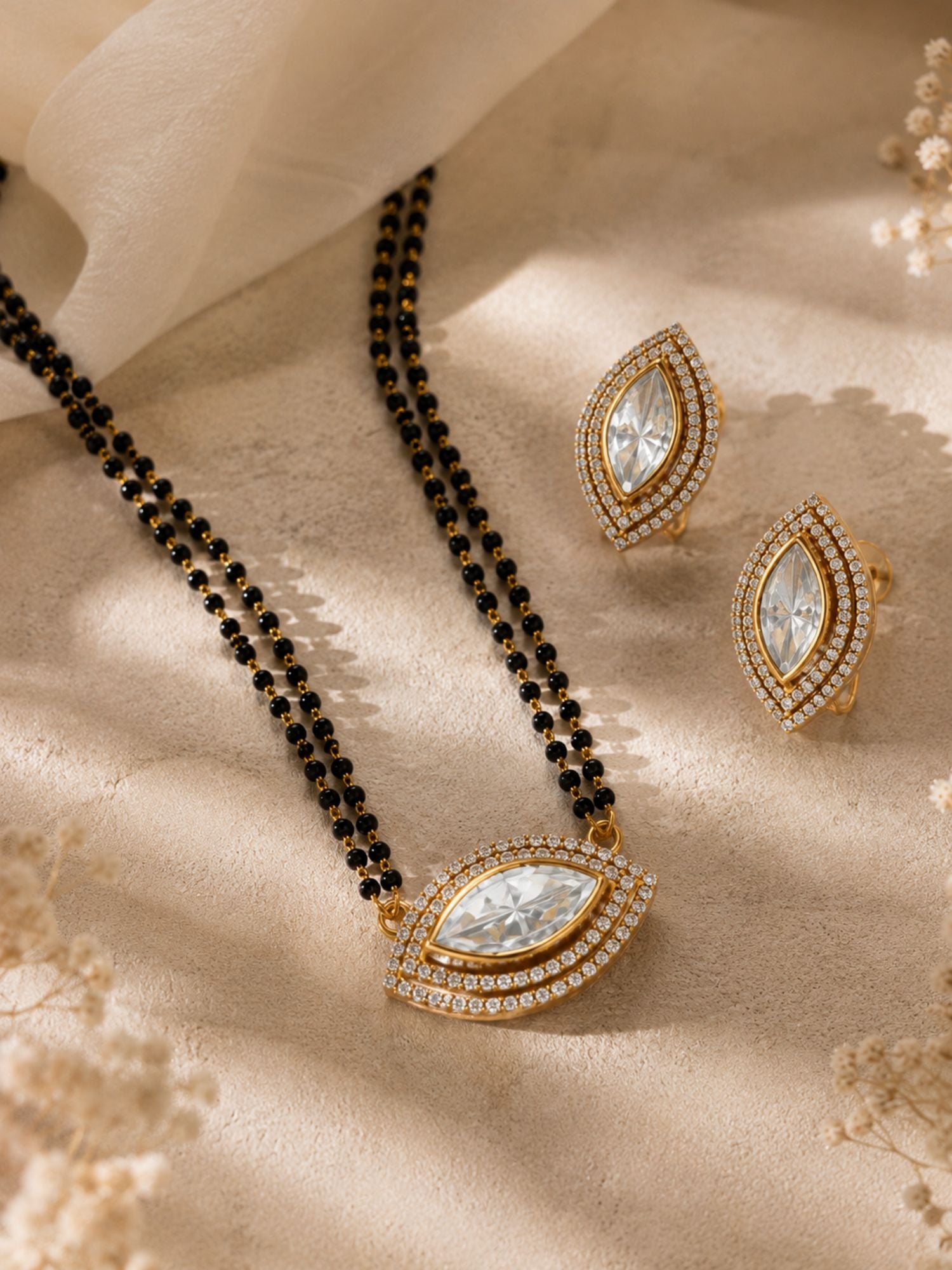 American Diamond Mangalsutra Set in Gold Plating – Elegant Bridal Wear | Abdesigns Jewellery