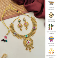 Thumbnail for Antique Golden Plated Matt Finish Necklace Set