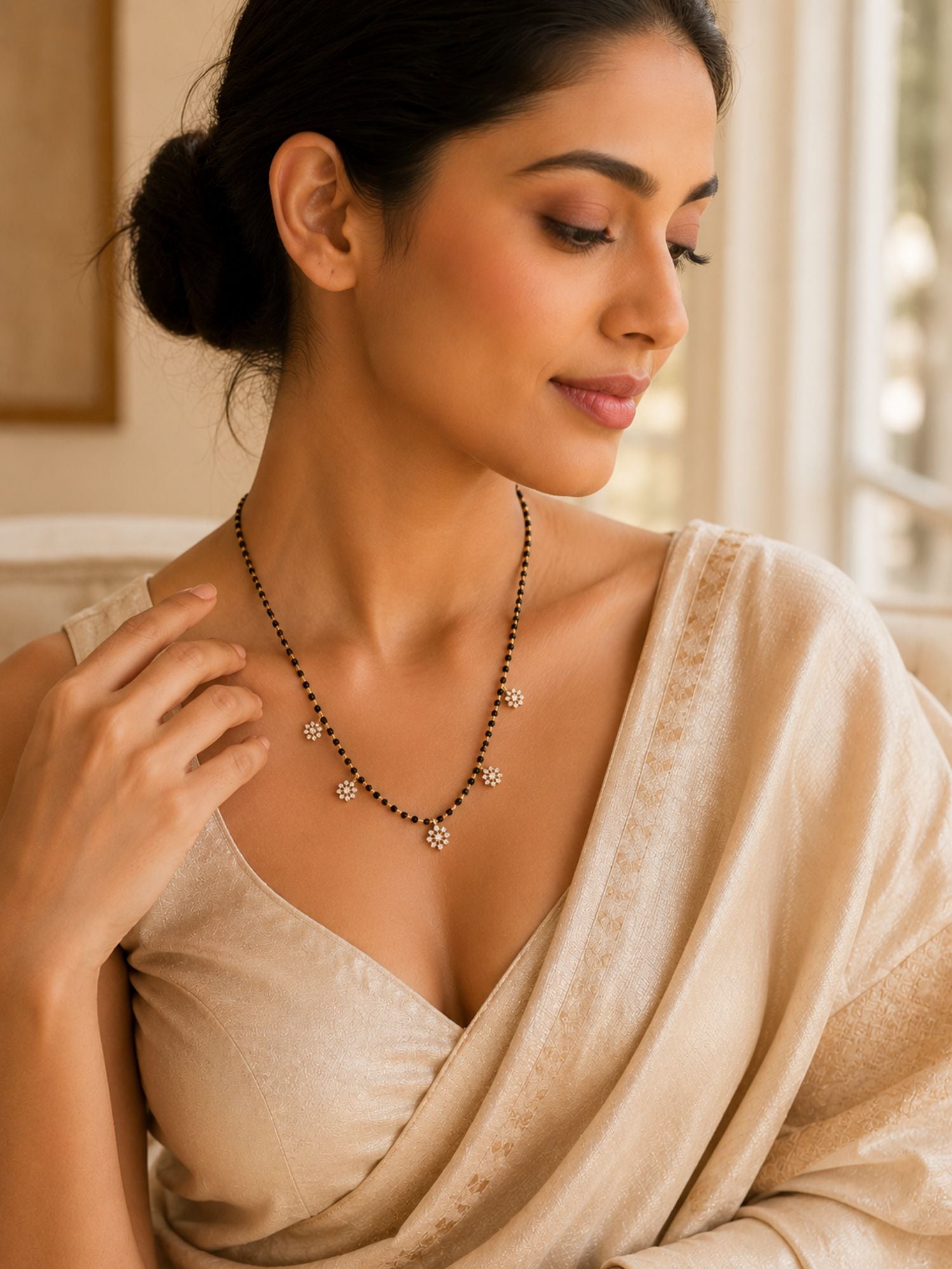 925 Sterling Silver Dainty American Diamond Mangalsutra
