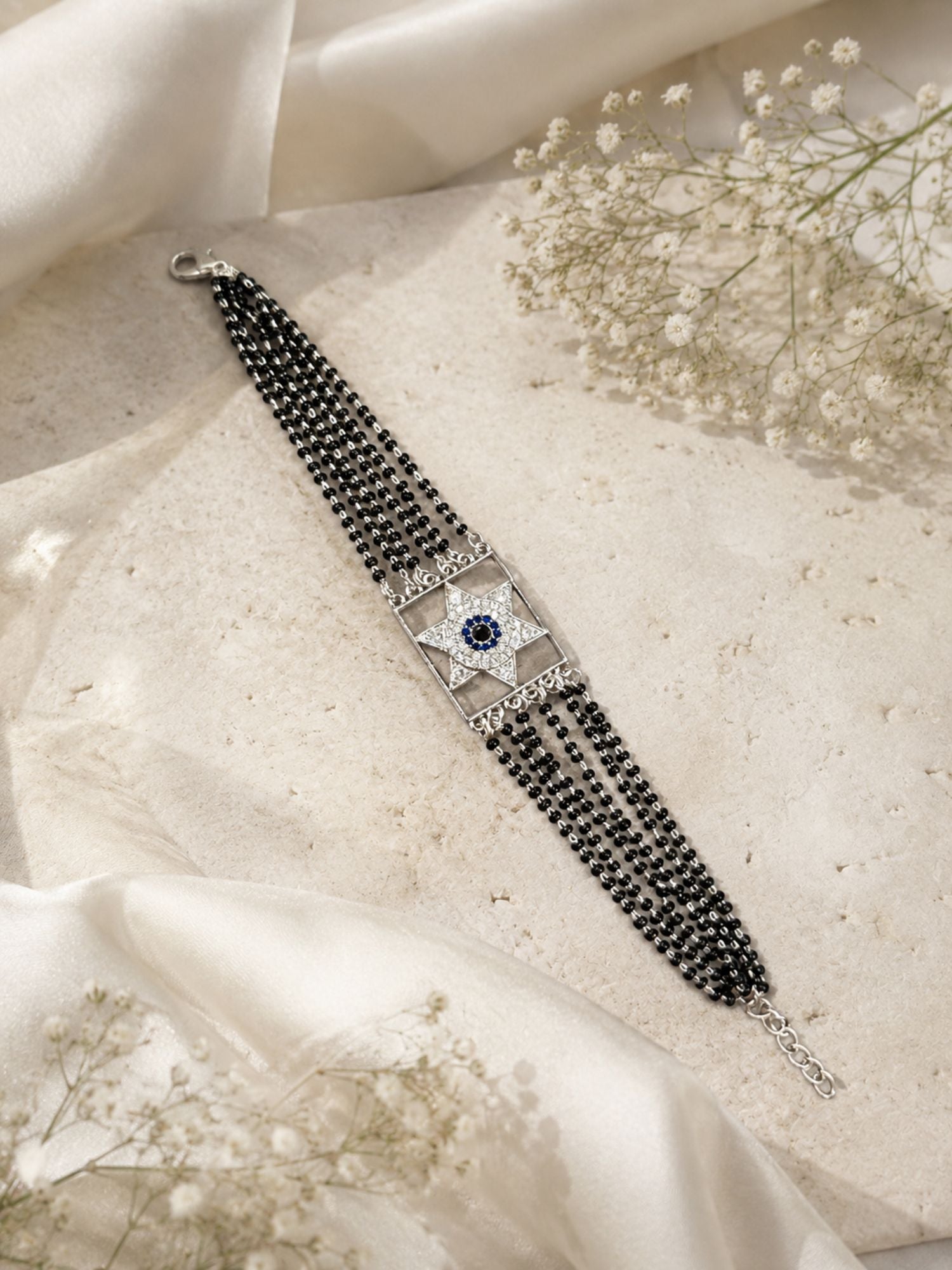 Evil Eye Mangalsutra Choker and Bracelet Combo - Gold or Silver