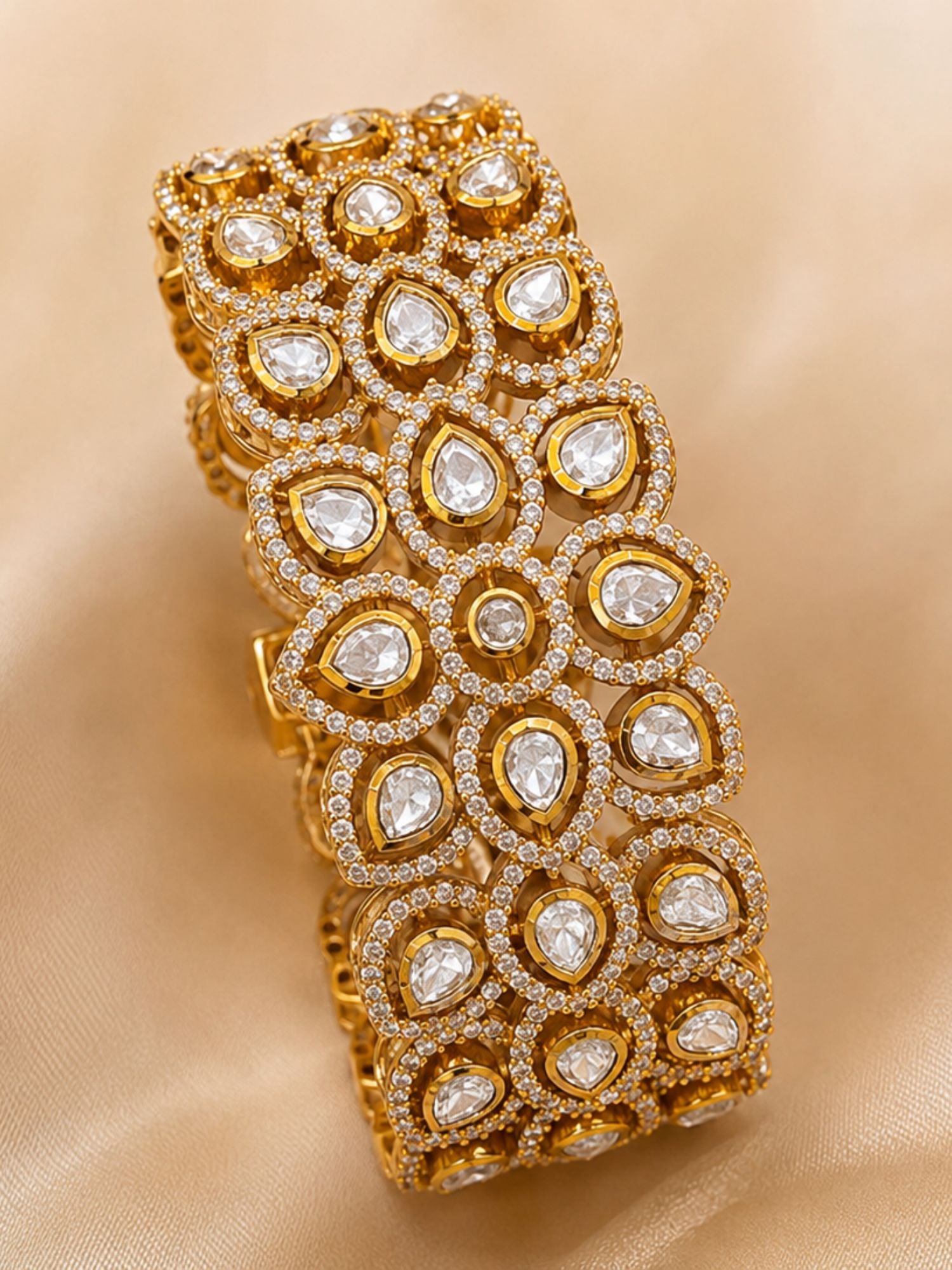 Royal Polki Kundan Teardrop Statement Bracelet | Abdesigns
