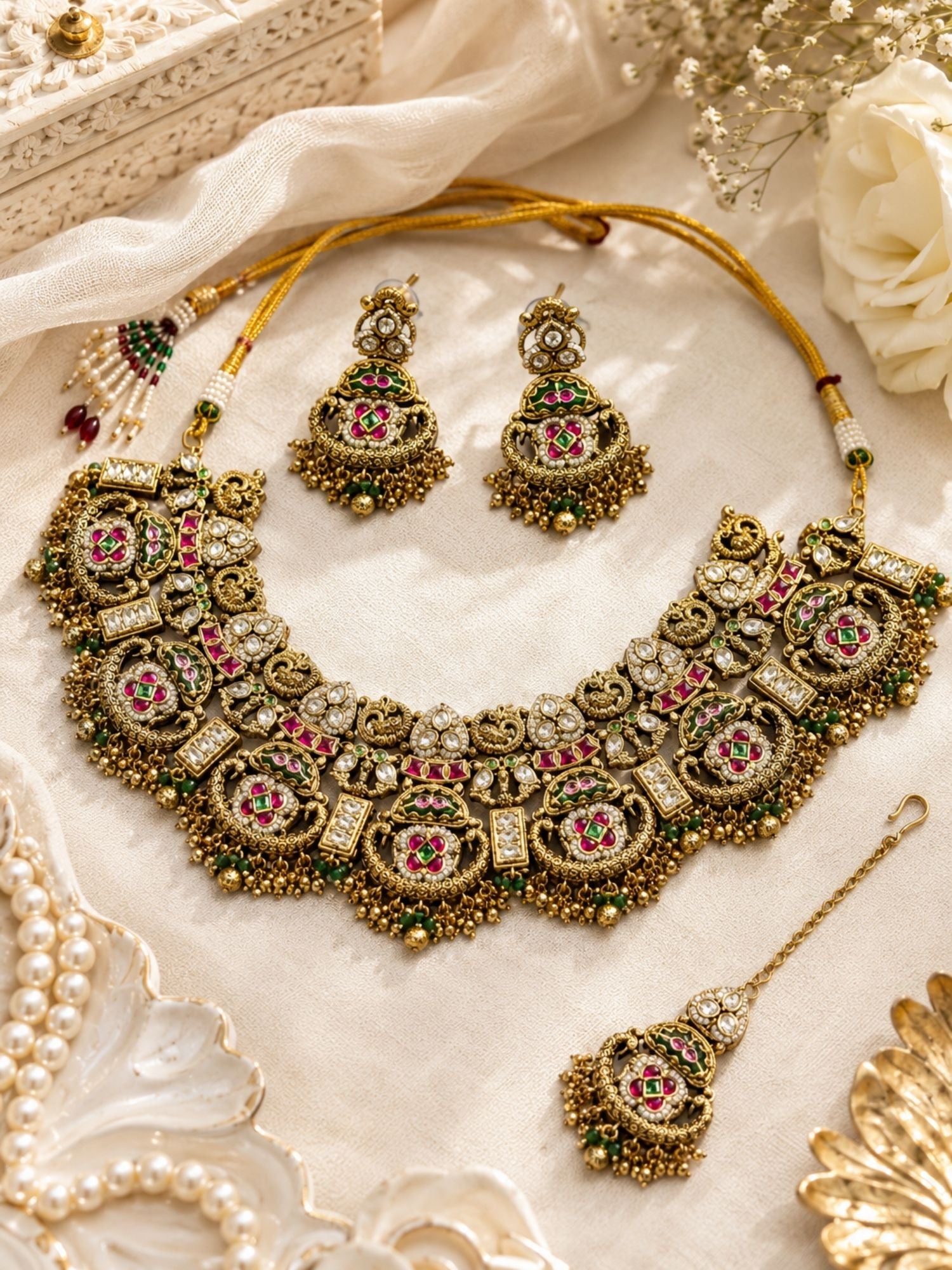 Antique Temple Choker Necklace Set | Abdesigns