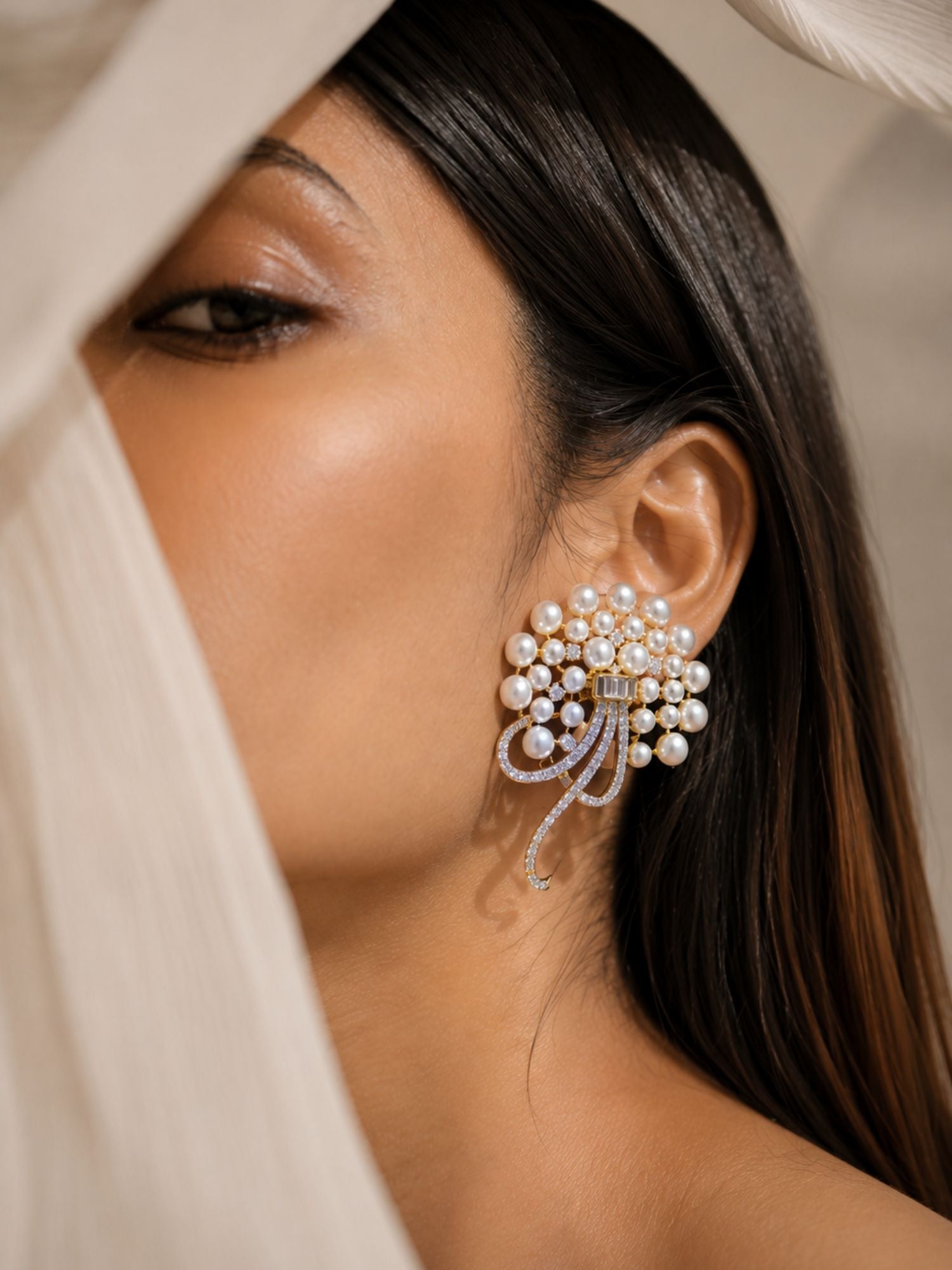 Gold Plated American Diamond Studs Earring - earrings by Abdesigns Jewellery