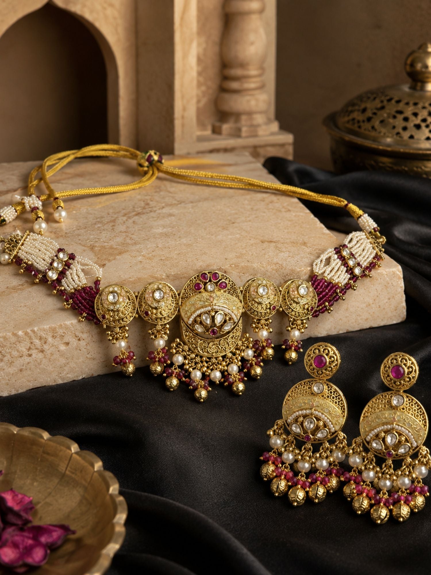 Abdesigns Royal Gold Choker Necklace Set
