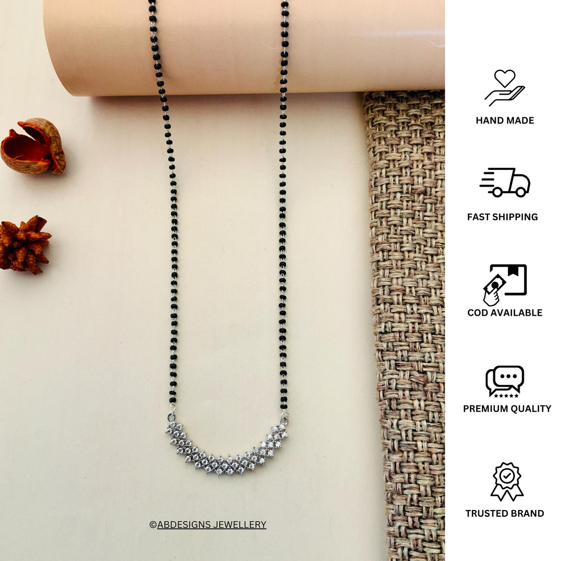 Bold Silver Plated American Diamond Mangalsutra - Abdesignsjewellery