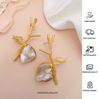Thumbnail for Matt Gold Plated Baroque Pearl Bird Earring