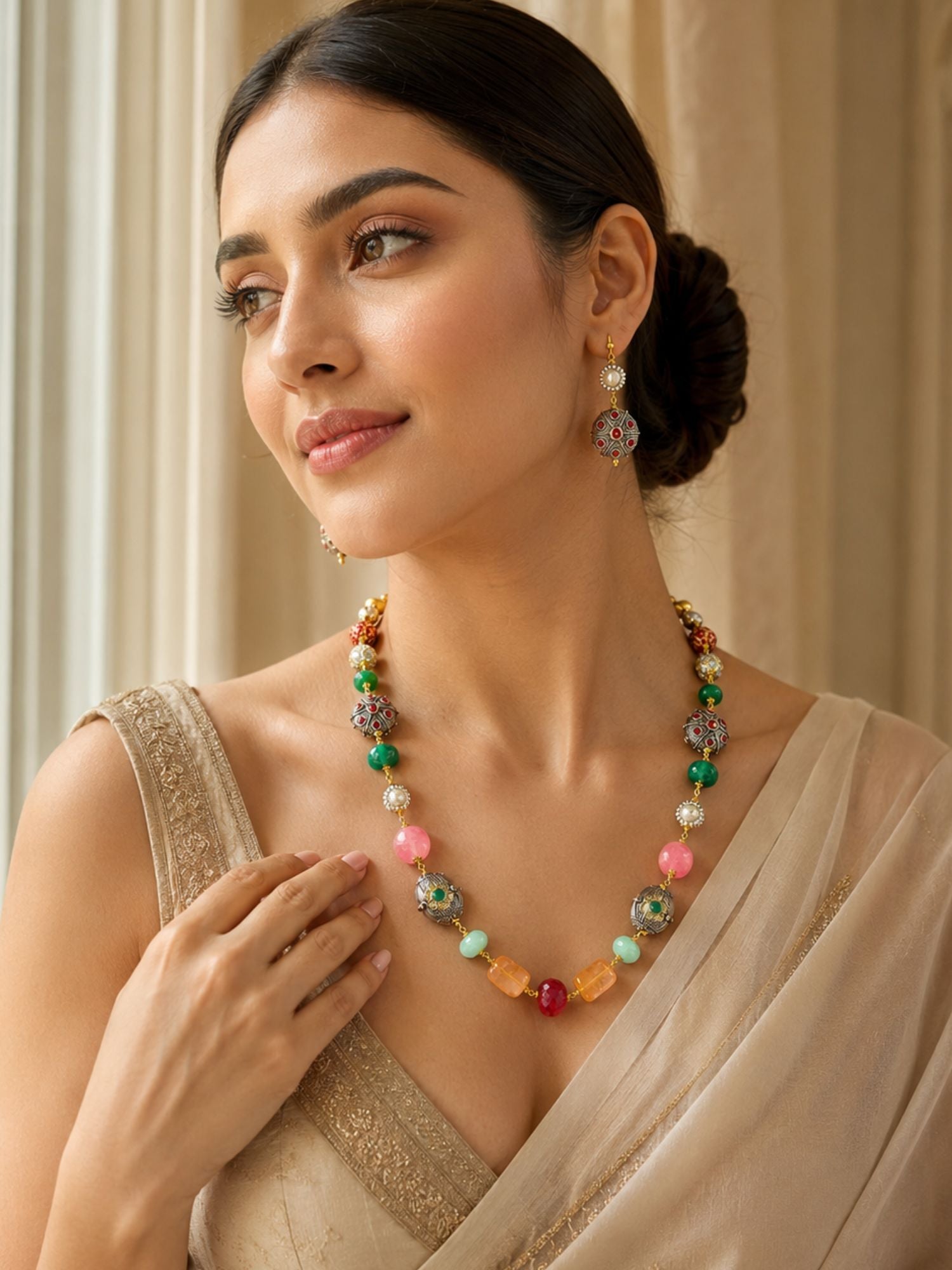 Multicolor Beaded Mala Necklace Set | Abdesigns