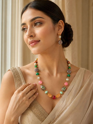 Multicolor Beaded Mala Necklace Set | Abdesigns
