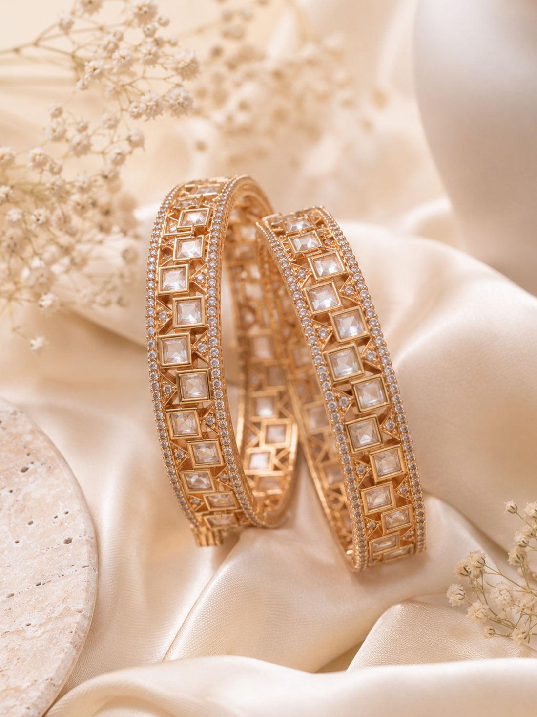 Abdesigns Gold Plated Polki Diamond Bangles