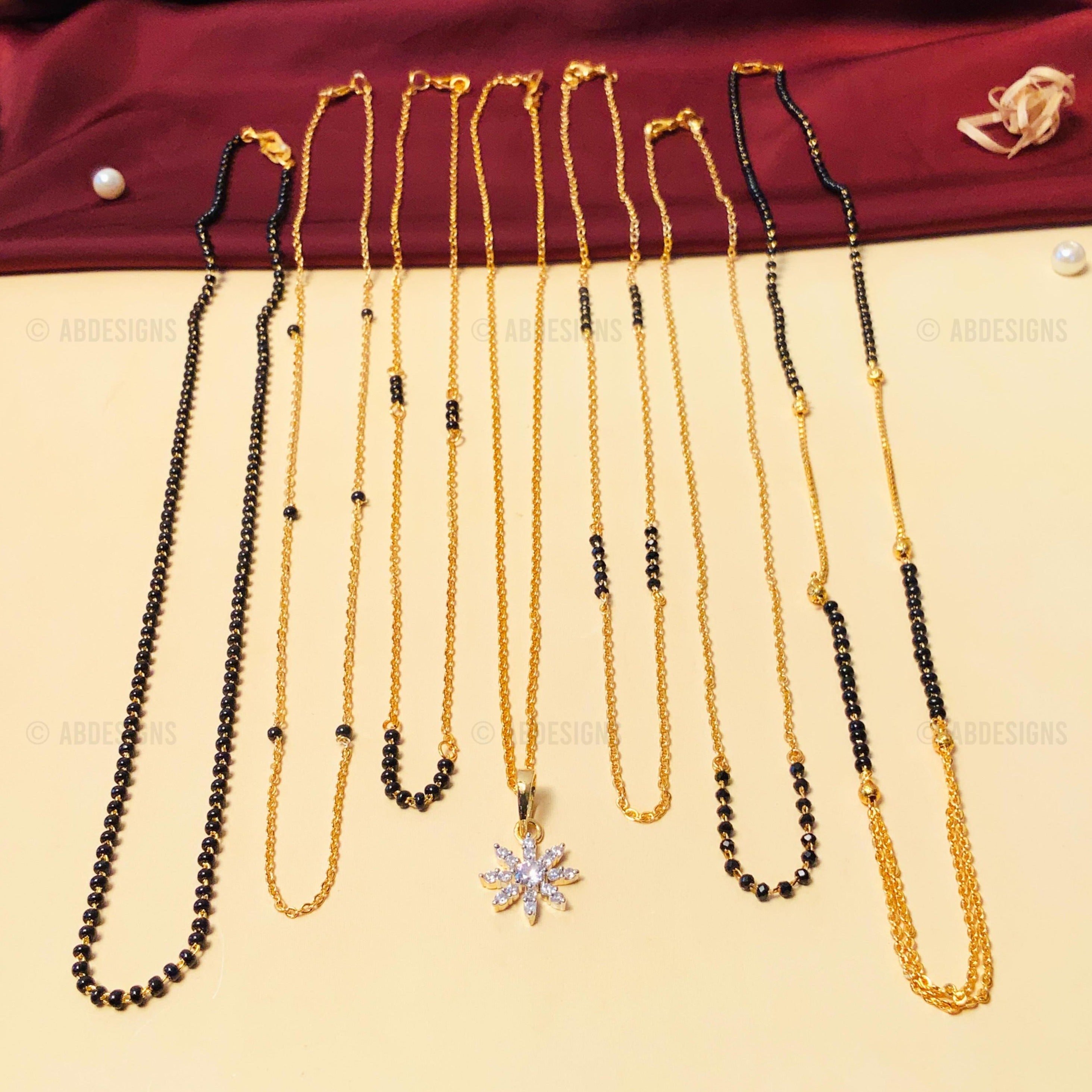 Versatile High Quality Gold Plated American Diamond Mangalsutra Combo