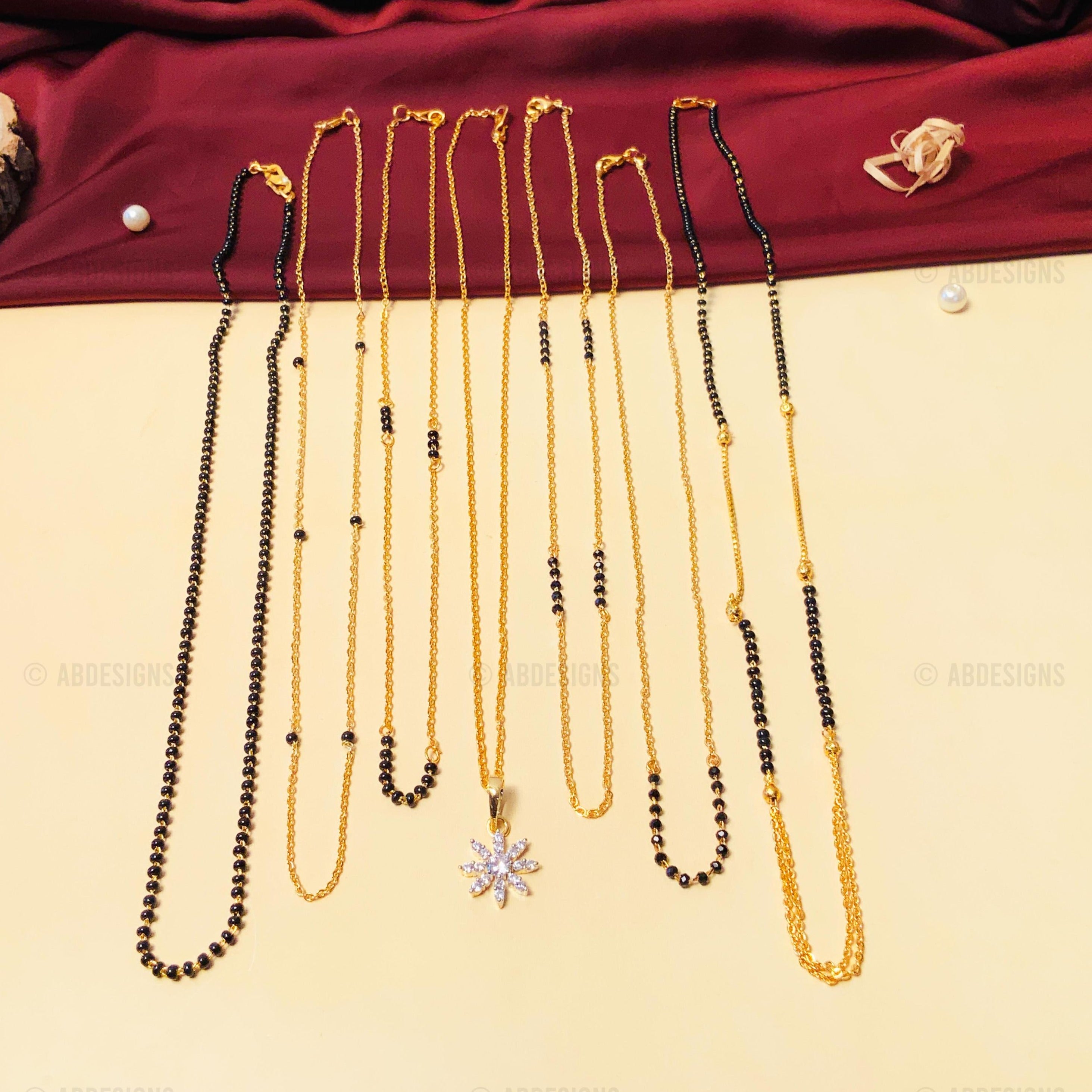 Versatile High Quality Gold Plated American Diamond Mangalsutra Combo