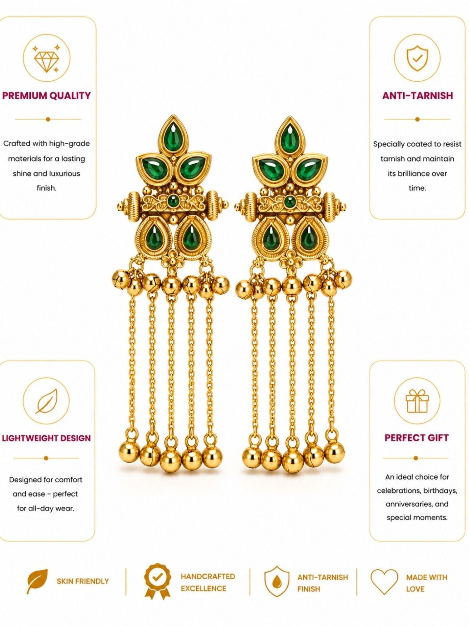 Ghungroo Tassel Earrings in Gold Plating – Festive | Abdesigns