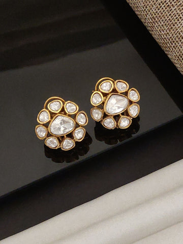 Abdesigns Gold Plated Polki Studs Earring