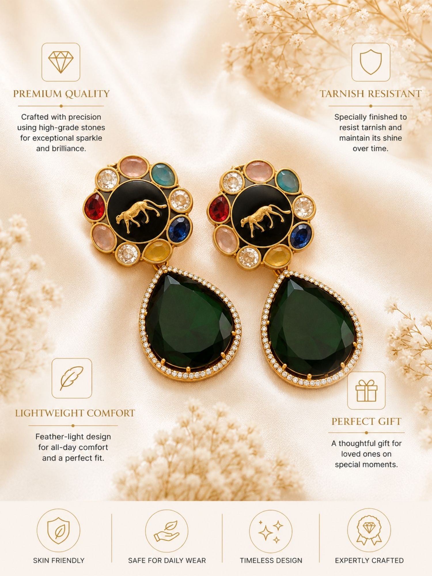 Panther Statement Earrings in Gold Plating – Bold Glamour | Abdesigns