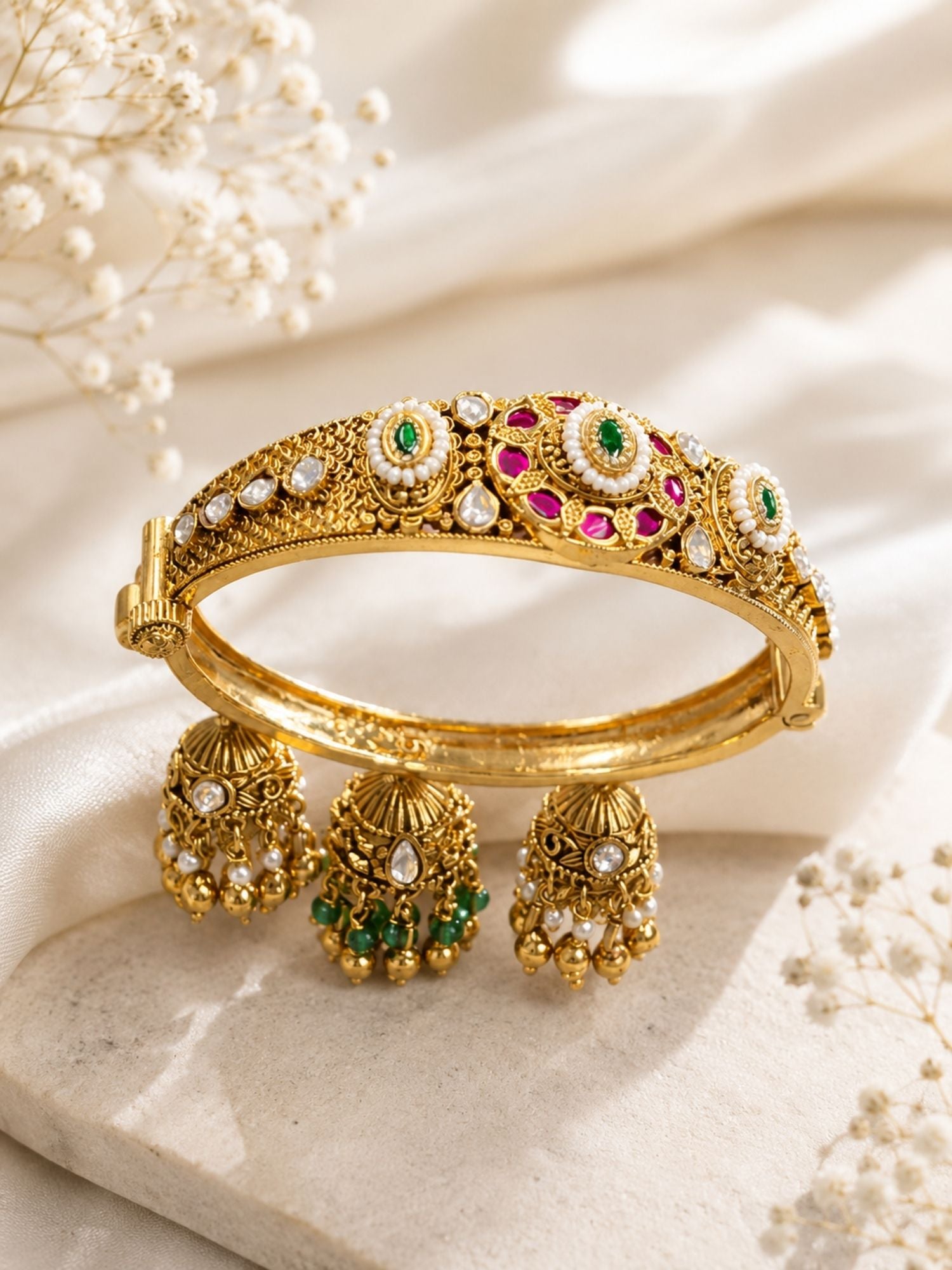 Gold Antique Kundan Kada Bangle Jhumka Bridal | Abdesigns Jewellery