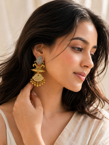 Dual Tone Traditional Statement Earrings – Festive | Abdesigns