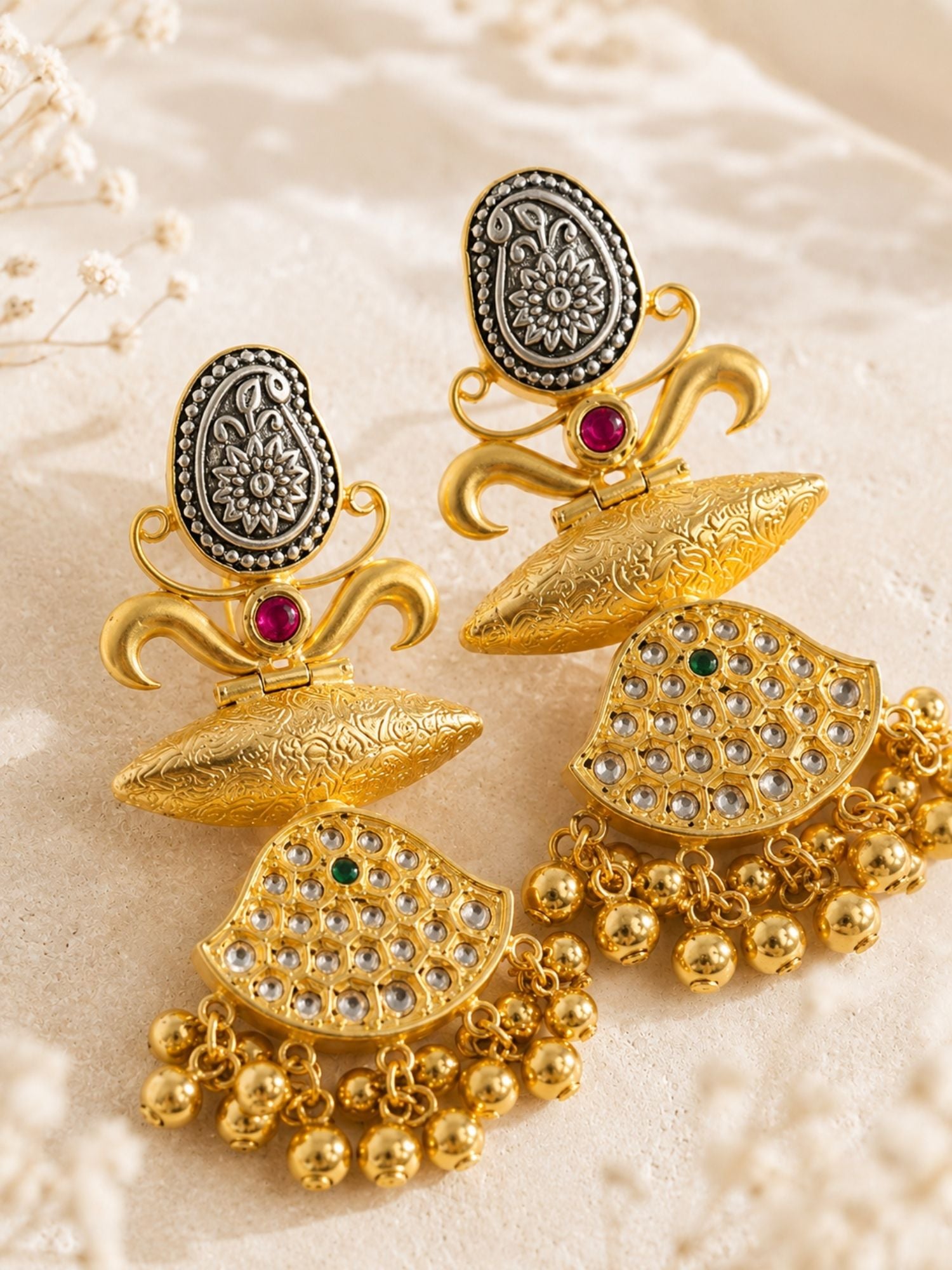 Dual Tone Traditional Statement Earrings – Festive | Abdesigns
