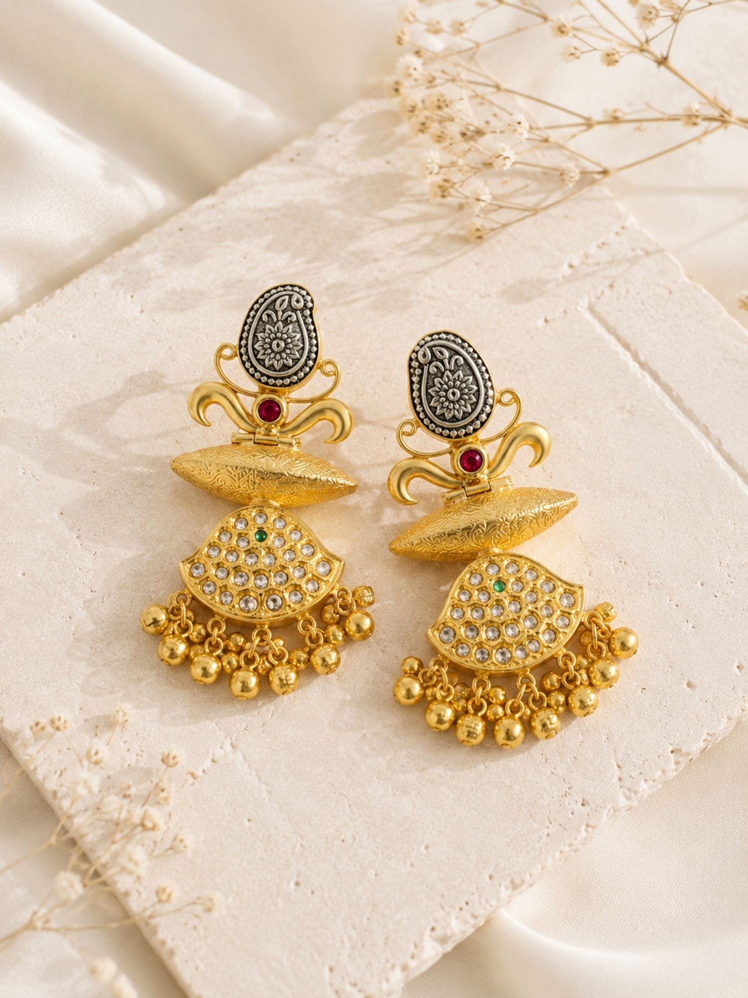 Dual Tone Traditional Statement Earrings – Festive | Abdesigns