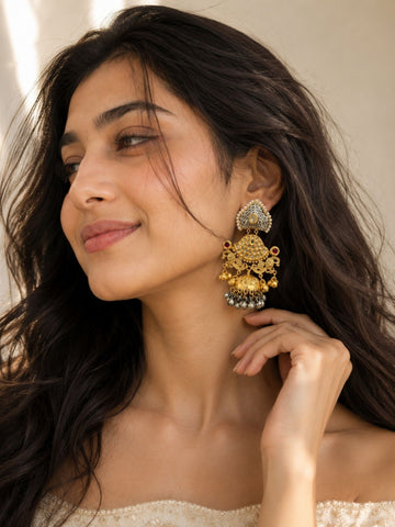 ABDesigns Dual Tone Plated Contemporary Jhumka Earrings for Women