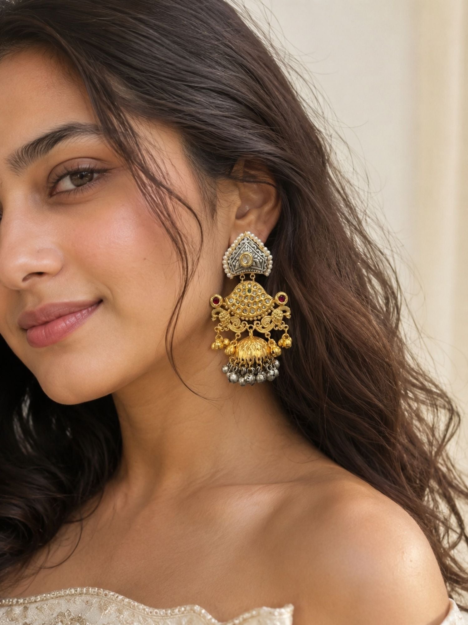 ABDesigns Dual Tone Plated Contemporary Jhumka Earrings for Women