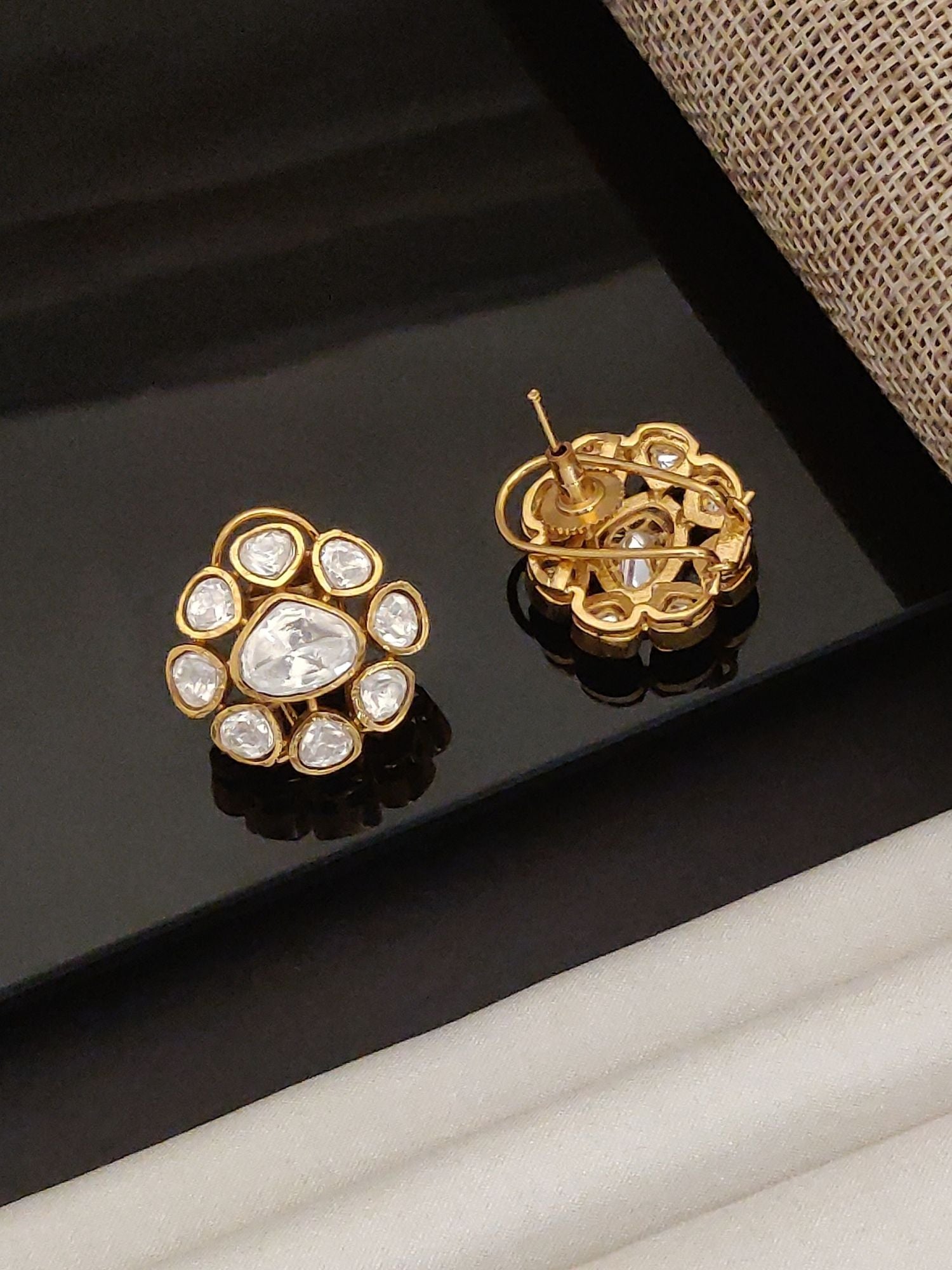 Abdesigns Gold Plated Polki Studs Earring