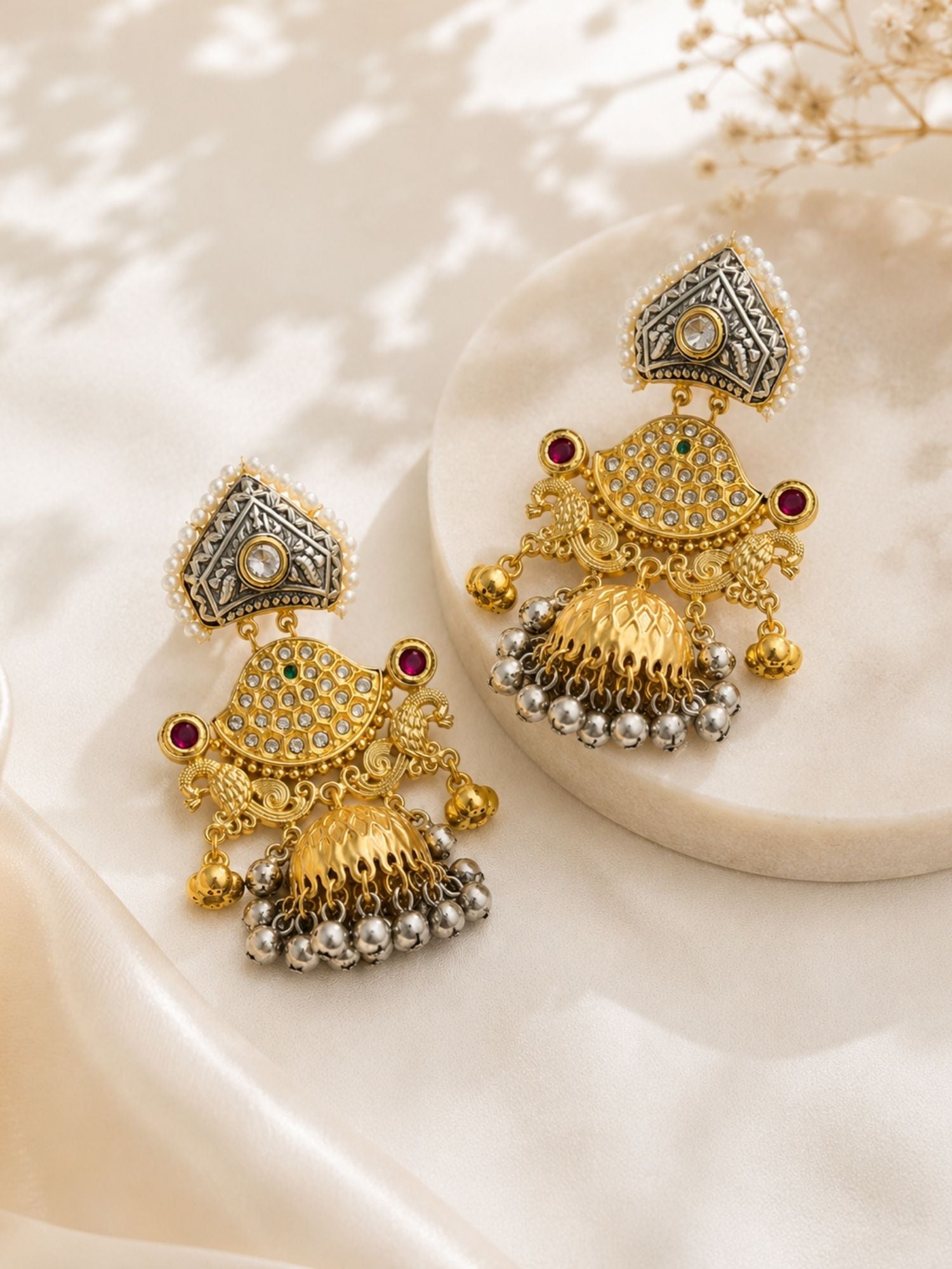 ABDesigns Dual Tone Plated Contemporary Jhumka Earrings for Women