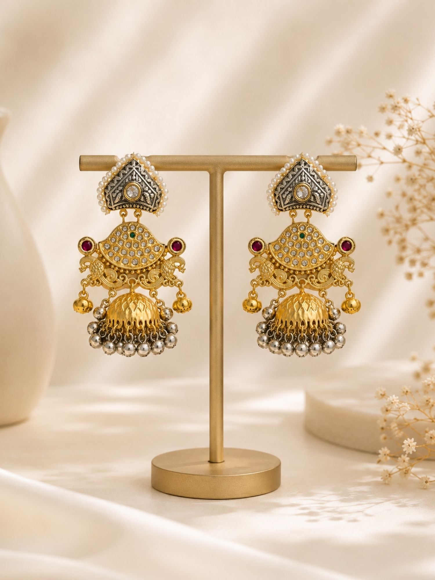 ABDesigns Dual Tone Plated Contemporary Jhumka Earrings for Women