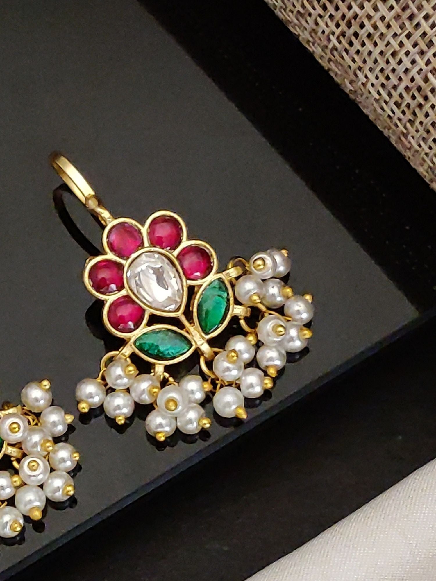 Abdesigns Gold Plated Kempstone Studed Bugadi Earring