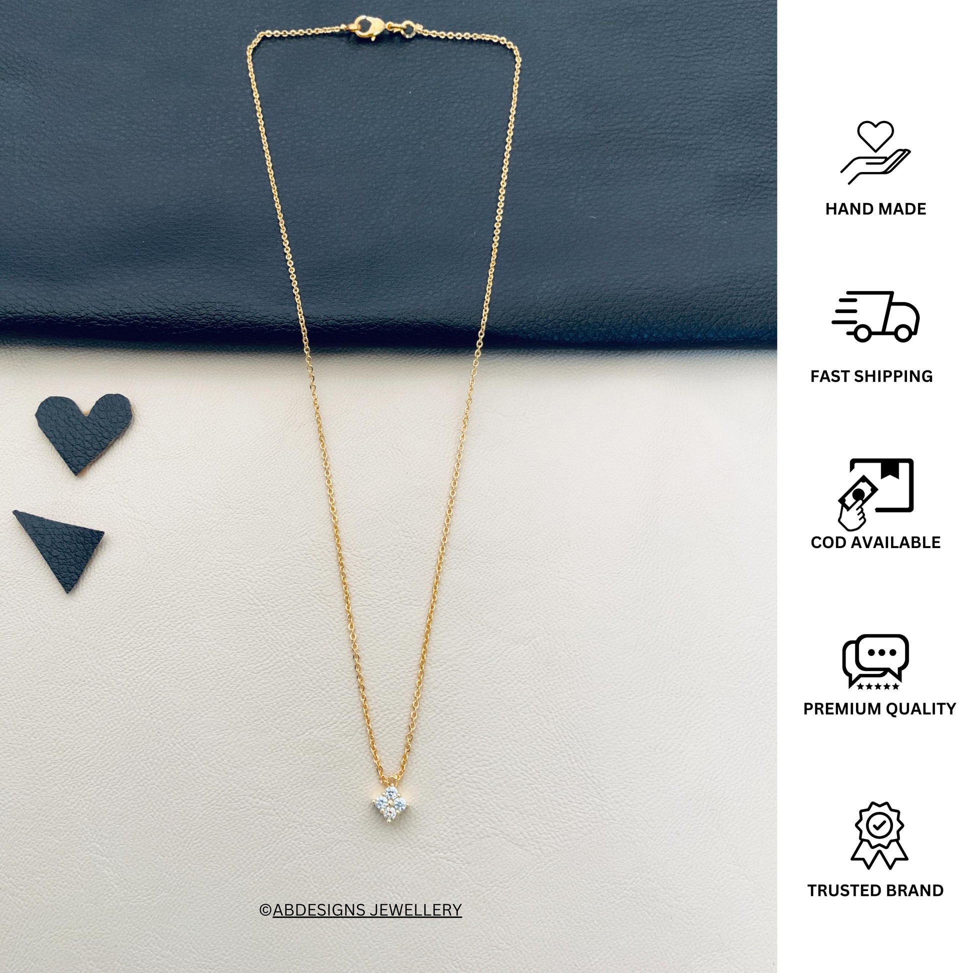 Minimal Gold Plated Pendant Chain - Abdesignsjewellery