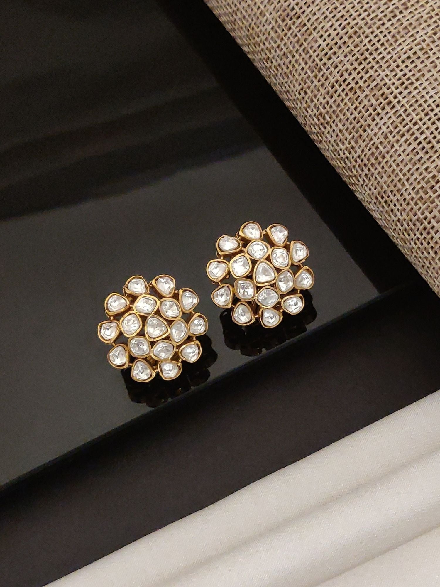 Abdesigns Gold Plated Polki Studs Earring