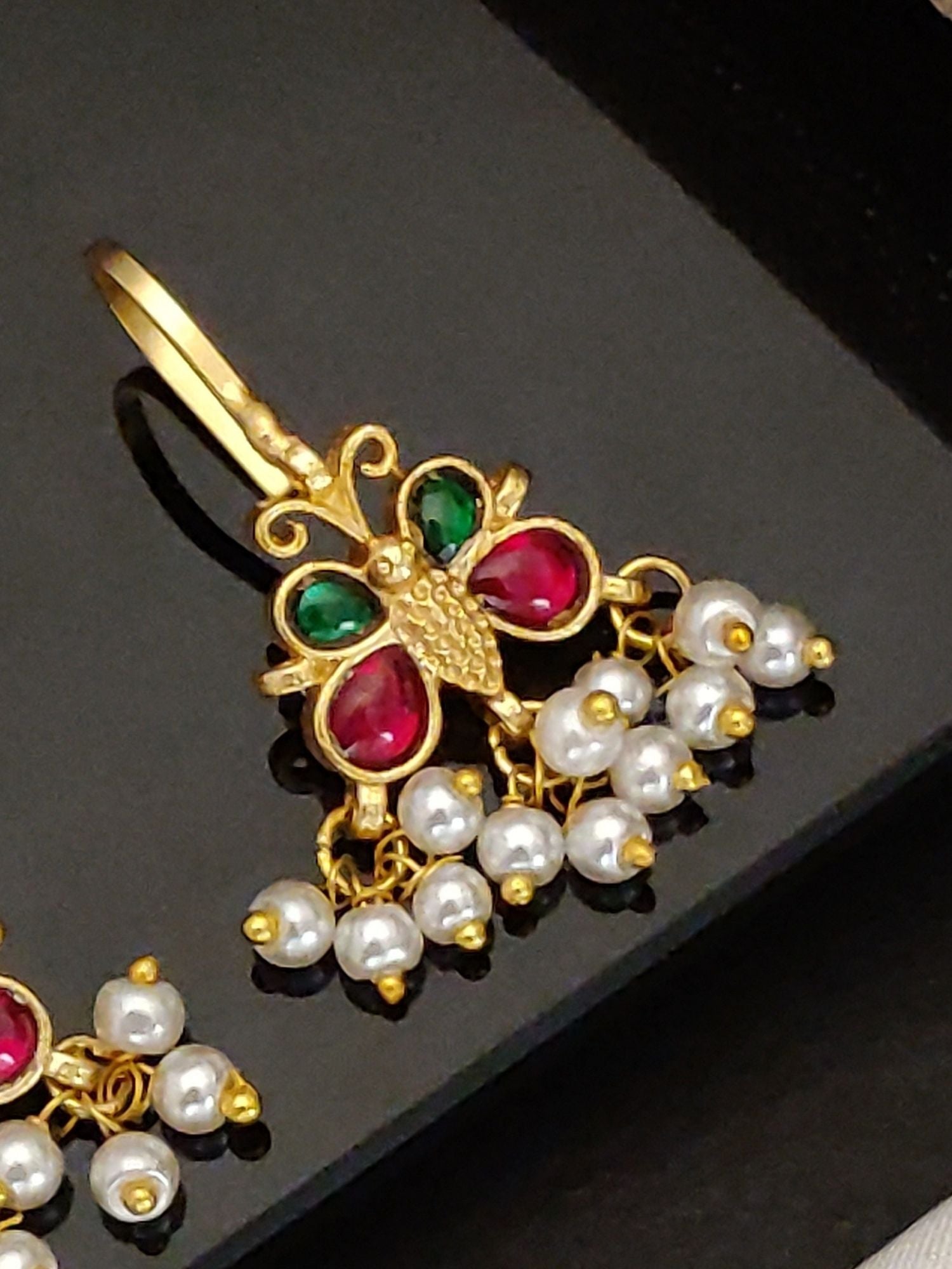 Abdesigns Gold Plated Kempstone Studed Bugadi Earring