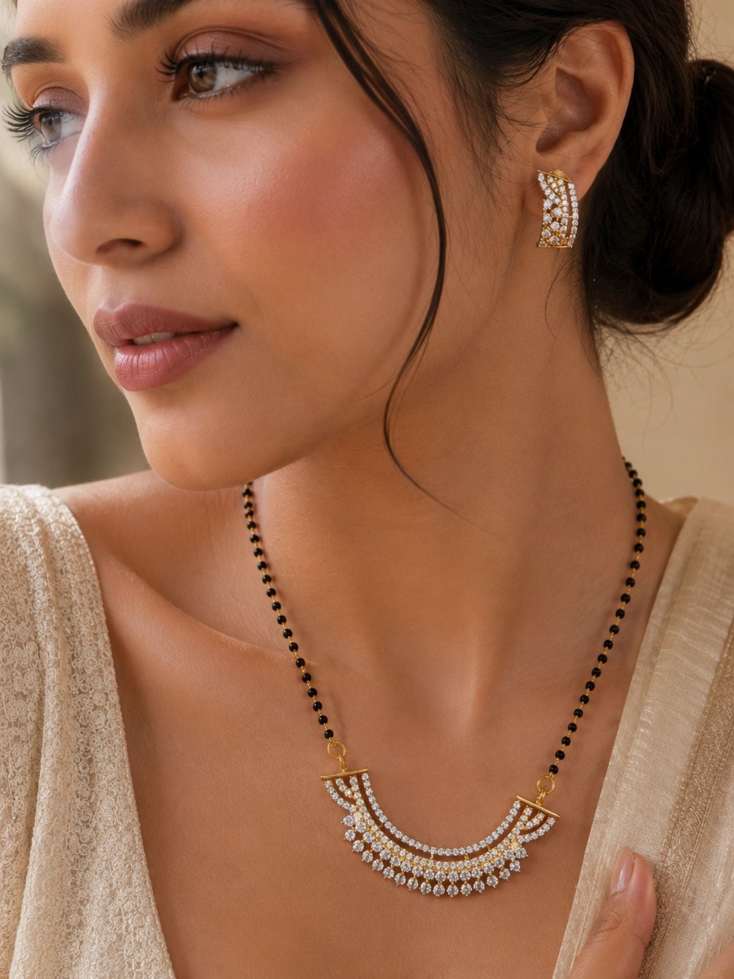 Minimal Mangalsutra Set in Gold Plating – Daily Wear | Abdesigns
