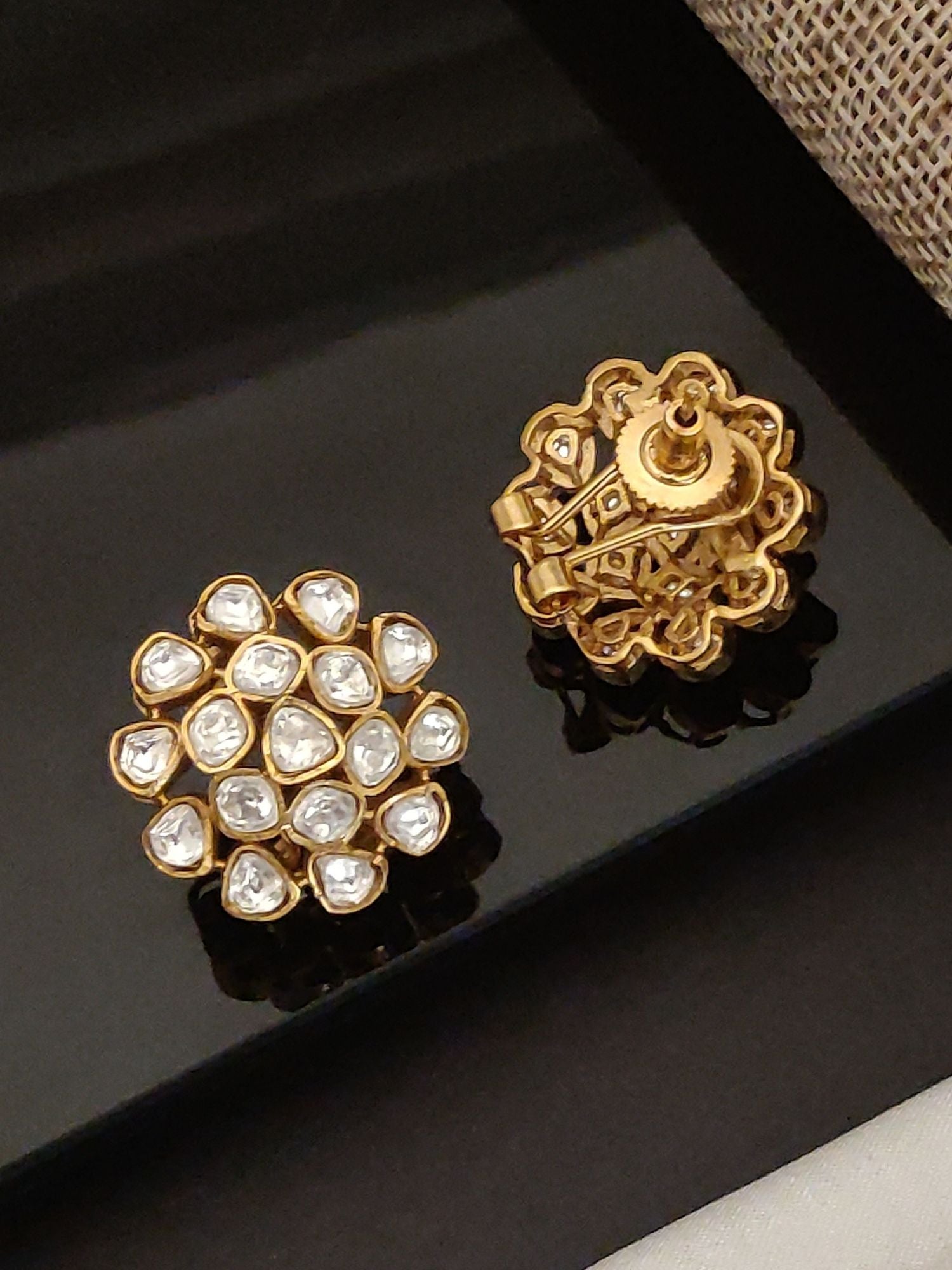 Abdesigns Gold Plated Polki Studs Earring