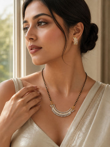 Minimal Mangalsutra Set in Gold Plating – Daily Wear | Abdesigns