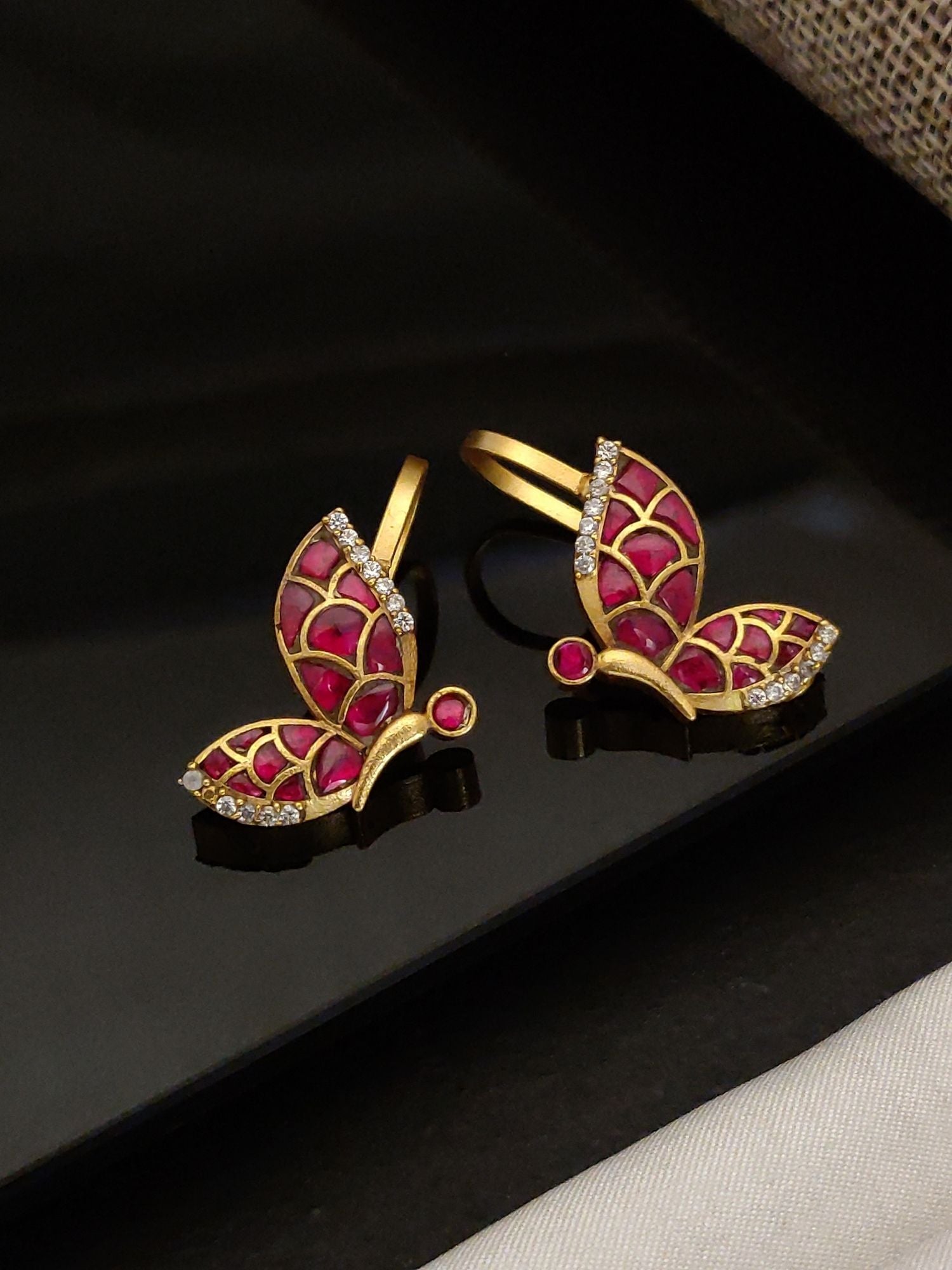 Abdesigns Gold Plated Kempstone Studed Bugadi Earring