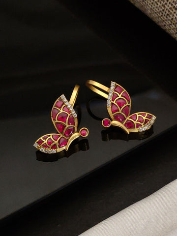 Abdesigns Gold Plated Kempstone Studed Bugadi Earring