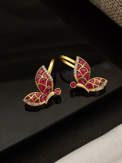 Abdesigns Gold Plated Kempstone Studed Bugadi Earring