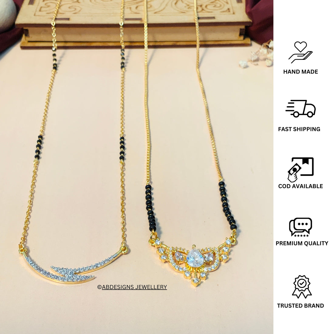 Sparkling Gold Plated American Diamond Mangalsutra Combo